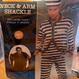 Neck and Arm Shackle for zombie, prisoner, monster Leash Halloween Costume